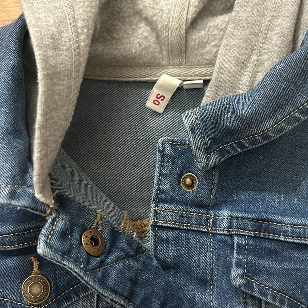 SO denim jacket with hoodie Sz 14 16